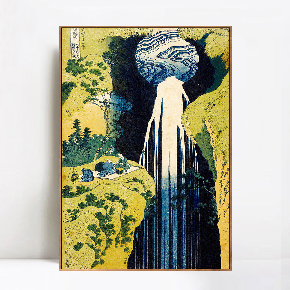 INVIN ART Framed Canvas Giclee Print The Waterfall Of Amida Behind The Kiso Road by Katsushika Hokusai Wall Art Living Room Home Office Decorations