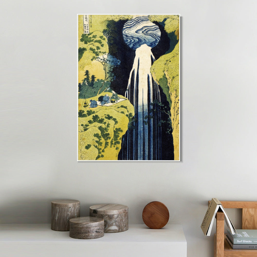INVIN ART Framed Canvas Giclee Print The Waterfall Of Amida Behind The Kiso Road by Katsushika Hokusai Wall Art Living Room Home Office Decorations