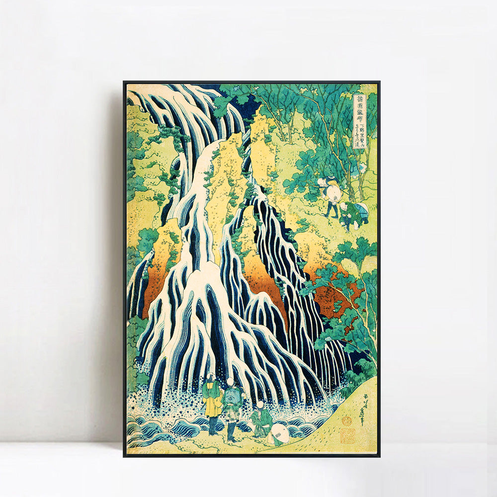 INVIN ART Framed Canvas Giclee Print Kirifuri Waterfall at Kurokami Mountain in Shimotsuke by Katsushika Hokusai Wall Art Living Room Home Office Decorations