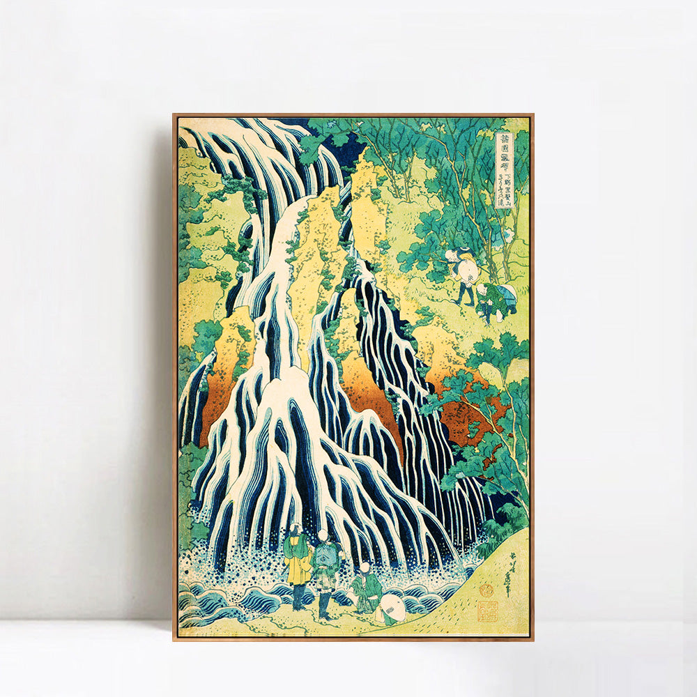 INVIN ART Framed Canvas Giclee Print Kirifuri Waterfall at Kurokami Mountain in Shimotsuke by Katsushika Hokusai Wall Art Living Room Home Office Decorations