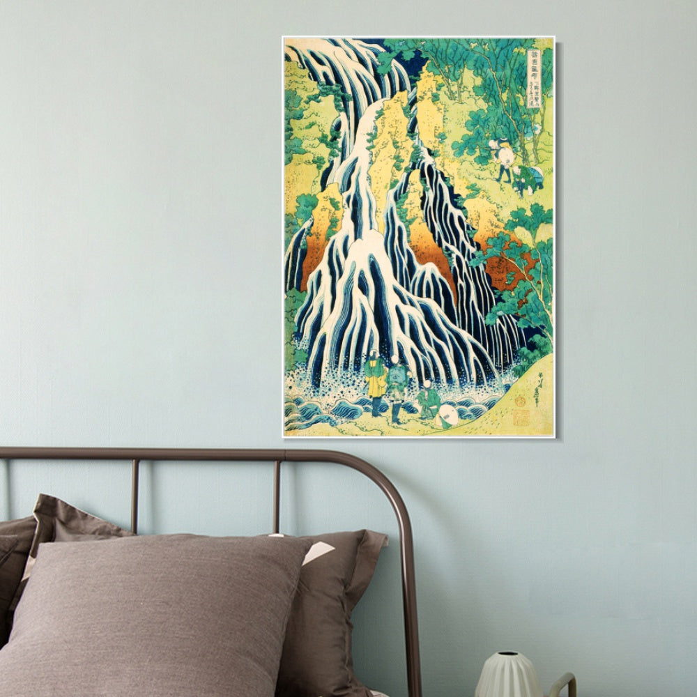 INVIN ART Framed Canvas Giclee Print Kirifuri Waterfall at Kurokami Mountain in Shimotsuke by Katsushika Hokusai Wall Art Living Room Home Office Decorations