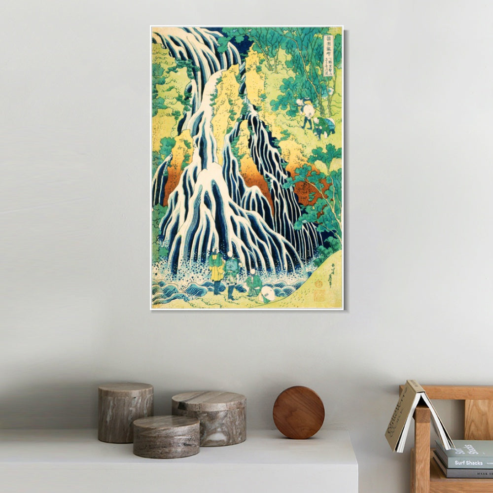 INVIN ART Framed Canvas Giclee Print Kirifuri Waterfall at Kurokami Mountain in Shimotsuke by Katsushika Hokusai Wall Art Living Room Home Office Decorations