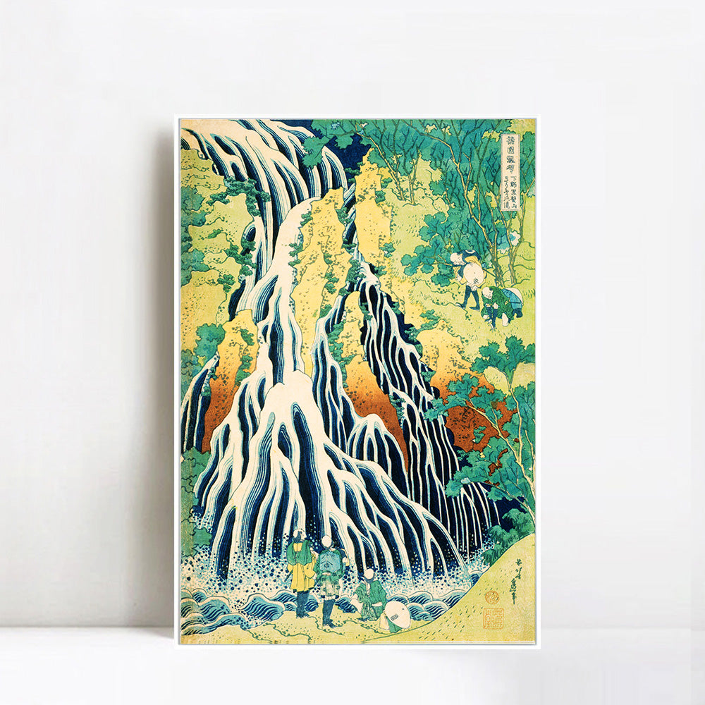 INVIN ART Framed Canvas Giclee Print Kirifuri Waterfall at Kurokami Mountain in Shimotsuke by Katsushika Hokusai Wall Art Living Room Home Office Decorations
