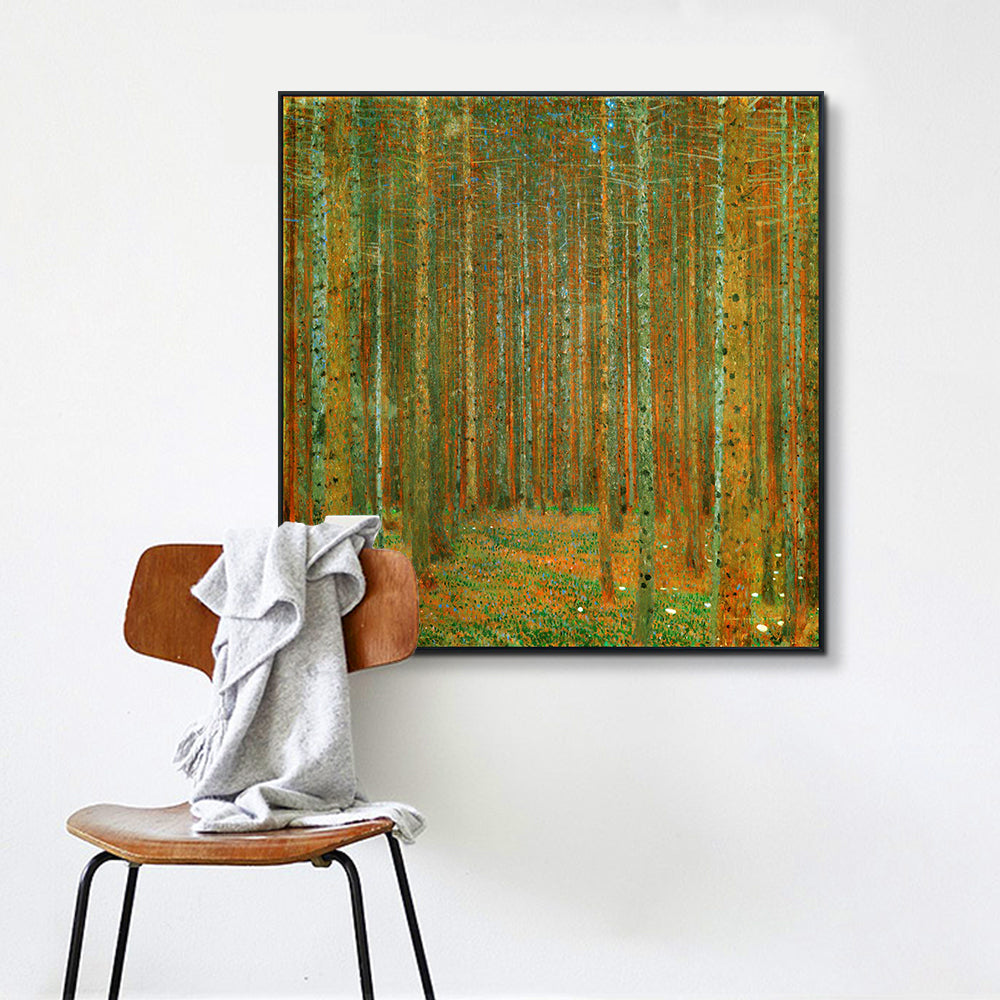 INVIN ART Framed Canvas Giclee Print Art Tannenwald (Pine Forest),c.1902 by Gustav Klimt Wall Art