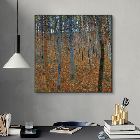 INVIN ART Framed Canvas Giclee Print Art Beech Grove by Gustav Klimt Wall Art Living Room Home Office Decorations