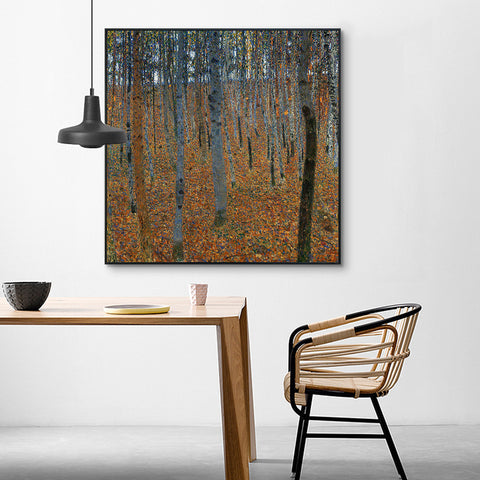 INVIN ART Framed Canvas Giclee Print Art Beech Grove by Gustav Klimt Wall Art Living Room Home Office Decorations