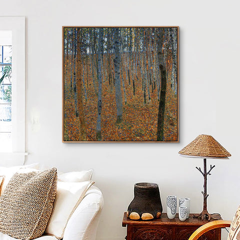 INVIN ART Framed Canvas Giclee Print Art Beech Grove by Gustav Klimt Wall Art Living Room Home Office Decorations