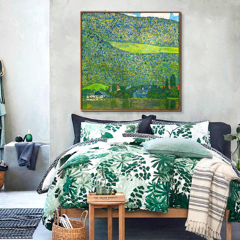 INVIN ART Framed Canvas Giclee Print Art Litzlberg on Lake Attersee,Austria.1915 by Gustav Klimt Wall Art Living Room Home Office Decorations