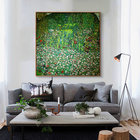 INVIN ART Framed Canvas Giclee Print Art Flowers by Gustav Klimt Wall Art Living Room Home Office Decorations