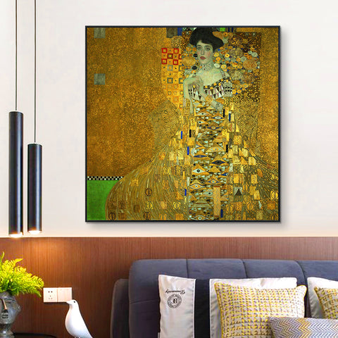 INVIN ART Framed Canvas Giclee Print Art Portrait of Adele Bloch Bauer I 1907 by Gustav Klimt Wall Art Living Room Home Office Decorations