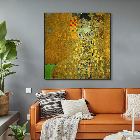 INVIN ART Framed Canvas Giclee Print Art Portrait of Adele Bloch Bauer I 1907 by Gustav Klimt Wall Art Living Room Home Office Decorations