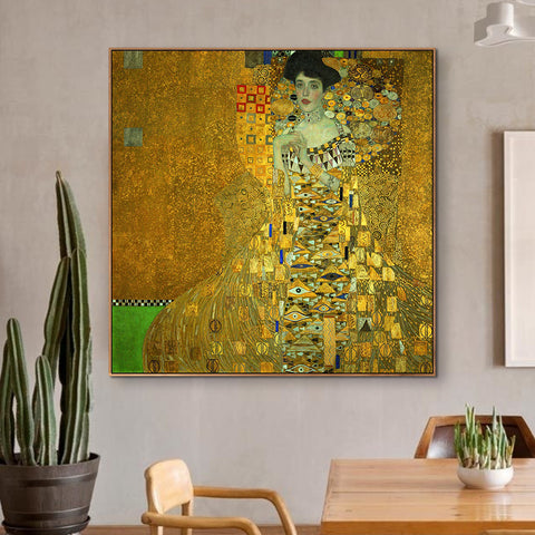 INVIN ART Framed Canvas Giclee Print Art Portrait of Adele Bloch Bauer I 1907 by Gustav Klimt Wall Art Living Room Home Office Decorations