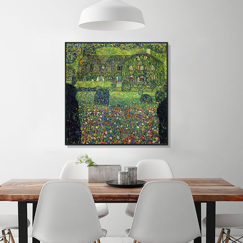 INVIN ART Framed Canvas Giclee Print Art Country House on Attersee Lake by Gustav Klimt Wall Art Living Room Home Office Decorations