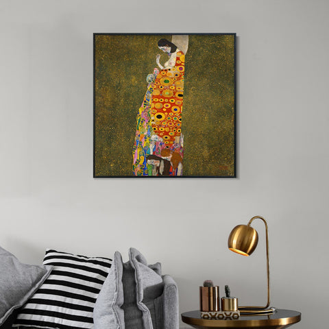 INVIN ART Framed Canvas Giclee Print Art Hope,II by Gustav Klimt Wall Art Living Room Home Office Decorations