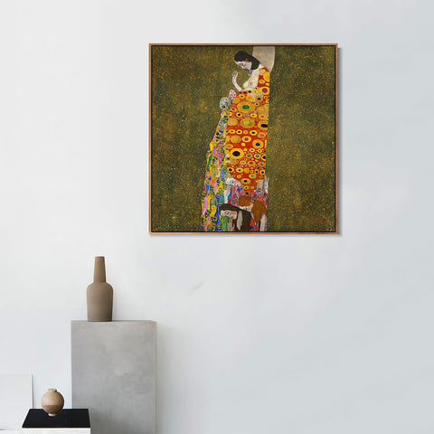 INVIN ART Framed Canvas Giclee Print Art Hope,II by Gustav Klimt Wall Art Living Room Home Office Decorations