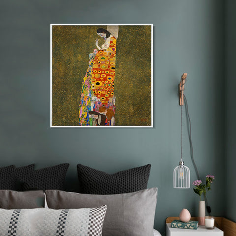 INVIN ART Framed Canvas Giclee Print Art Hope,II by Gustav Klimt Wall Art Living Room Home Office Decorations