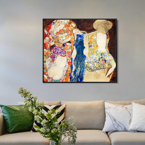 INVIN ART Framed Canvas Giclee Print Art Series#77 by Gustav Klimt Wall Art Living Room Home Office Decorations