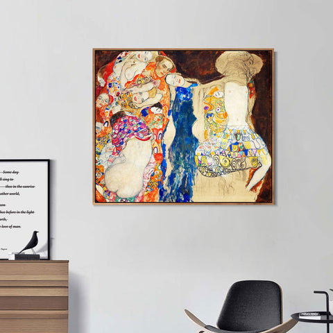 INVIN ART Framed Canvas Giclee Print Art Series#77 by Gustav Klimt Wall Art Living Room Home Office Decorations
