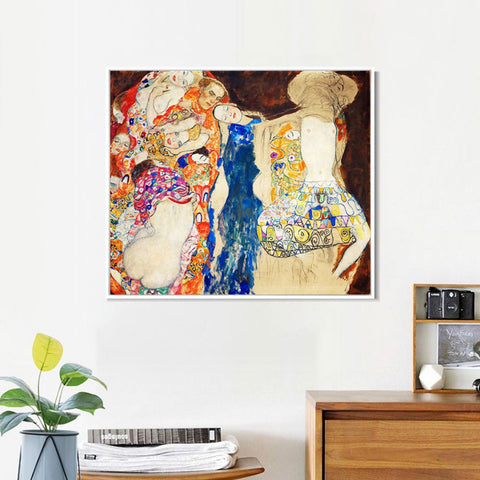 INVIN ART Framed Canvas Giclee Print Art Series#77 by Gustav Klimt Wall Art Living Room Home Office Decorations