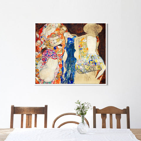 INVIN ART Framed Canvas Giclee Print Art Series#77 by Gustav Klimt Wall Art Living Room Home Office Decorations