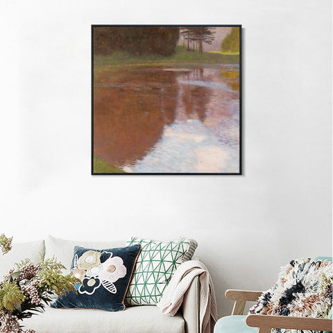 INVIN ART Framed Canvas Giclee Print Art Tranquil Pond (Egelsee Near Golling, Salzburg) by Gustav Klimt Wall Art Living Room Home Office Decorations