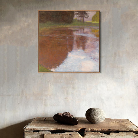 INVIN ART Framed Canvas Giclee Print Art Tranquil Pond (Egelsee Near Golling, Salzburg) by Gustav Klimt Wall Art Living Room Home Office Decorations