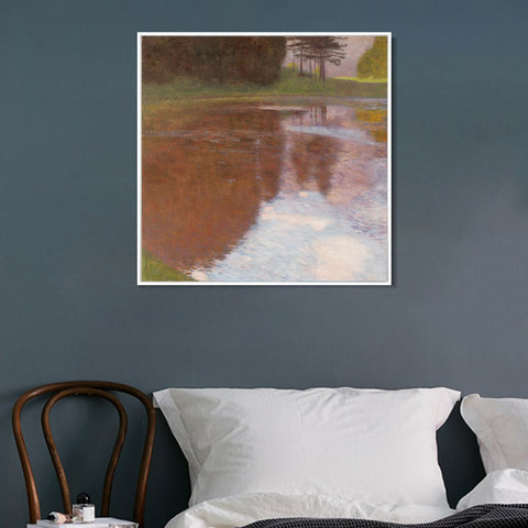 INVIN ART Framed Canvas Giclee Print Art Tranquil Pond (Egelsee Near Golling, Salzburg) by Gustav Klimt Wall Art Living Room Home Office Decorations