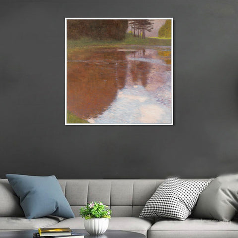 INVIN ART Framed Canvas Giclee Print Art Tranquil Pond (Egelsee Near Golling, Salzburg) by Gustav Klimt Wall Art Living Room Home Office Decorations