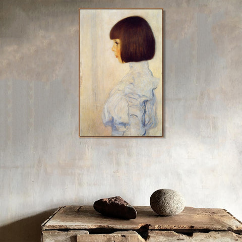 INVIN ART Framed Canvas Giclee Print Art Girl by Gustav Klimt Wall Art Living Room Home Office Decorations