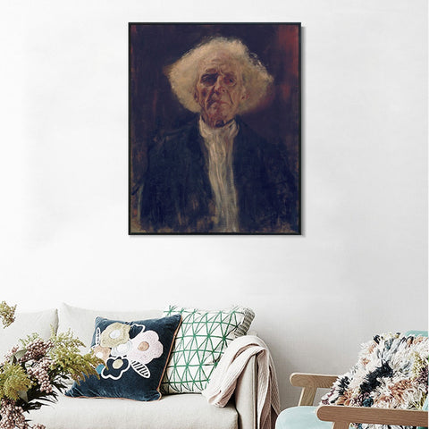 INVIN ART Framed Canvas Giclee Print Art Study of the Head of a Blind Man by Gustav Klimt Wall Art Living Room Home Office Decorations