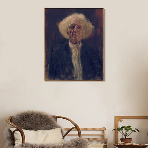 INVIN ART Framed Canvas Giclee Print Art Study of the Head of a Blind Man by Gustav Klimt Wall Art Living Room Home Office Decorations