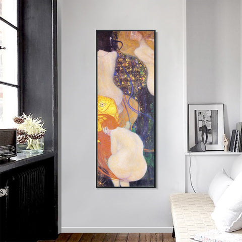INVIN ART Framed Canvas Giclee Print Art 2 Nude Women by Gustav Klimt Wall Art Living Room Home Office Decorations