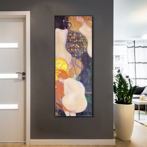 INVIN ART Framed Canvas Giclee Print Art 2 Nude Women by Gustav Klimt Wall Art Living Room Home Office Decorations
