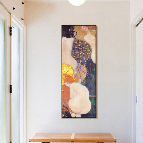 INVIN ART Framed Canvas Giclee Print Art 2 Nude Women by Gustav Klimt Wall Art Living Room Home Office Decorations