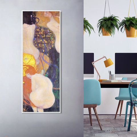INVIN ART Framed Canvas Giclee Print Art 2 Nude Women by Gustav Klimt Wall Art Living Room Home Office Decorations