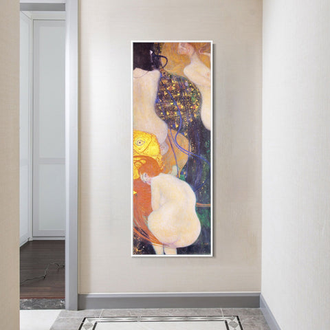 INVIN ART Framed Canvas Giclee Print Art 2 Nude Women by Gustav Klimt Wall Art Living Room Home Office Decorations