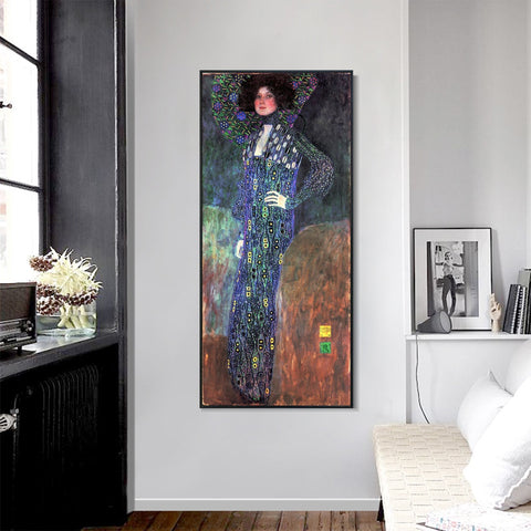 INVIN ART Framed Canvas Giclee Print Art Portrait of Emilie Floge by Gustav Klimt Wall Art Living Room Home Office Decorations