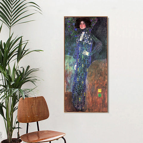 INVIN ART Framed Canvas Giclee Print Art Portrait of Emilie Floge by Gustav Klimt Wall Art Living Room Home Office Decorations