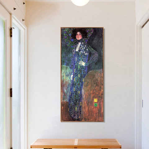 INVIN ART Framed Canvas Giclee Print Art Portrait of Emilie Floge by Gustav Klimt Wall Art Living Room Home Office Decorations
