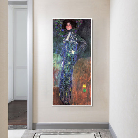 INVIN ART Framed Canvas Giclee Print Art Portrait of Emilie Floge by Gustav Klimt Wall Art Living Room Home Office Decorations