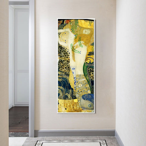 INVIN ART Framed Canvas Giclee Print Art Sleeping women by Gustav Klimt Wall Art Living Room Home Office Decorations