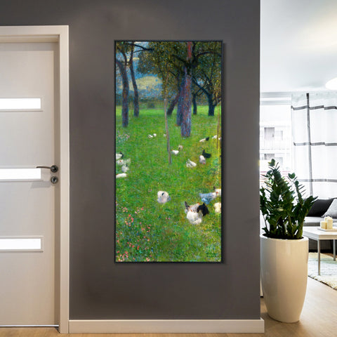 INVIN ART Framed Canvas Giclee Print Art Chicken under trees by Gustav Klimt Wall Art Living Room Home Office Decorations