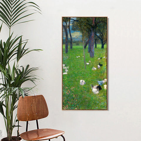 INVIN ART Framed Canvas Giclee Print Art Chicken under trees by Gustav Klimt Wall Art Living Room Home Office Decorations