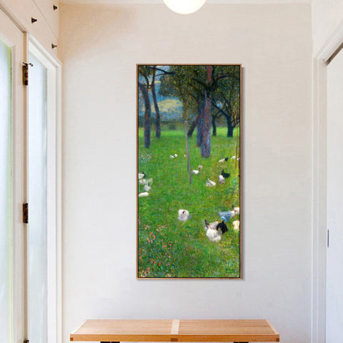INVIN ART Framed Canvas Giclee Print Art Chicken under trees by Gustav Klimt Wall Art Living Room Home Office Decorations