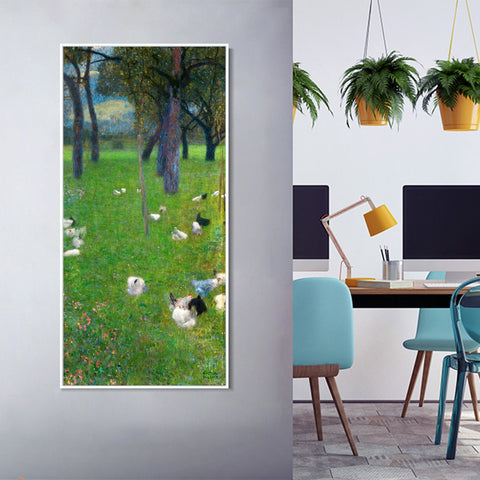 INVIN ART Framed Canvas Giclee Print Art Chicken under trees by Gustav Klimt Wall Art Living Room Home Office Decorations