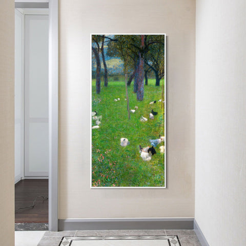 INVIN ART Framed Canvas Giclee Print Art Chicken under trees by Gustav Klimt Wall Art Living Room Home Office Decorations