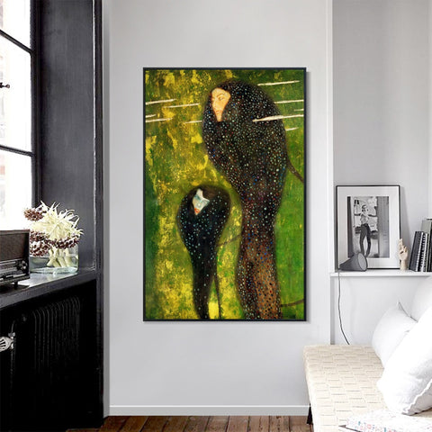 INVIN ART Framed Canvas Giclee Print Art Water Nymphs by Gustav Klimt Wall Art Living Room Home Office Decorations