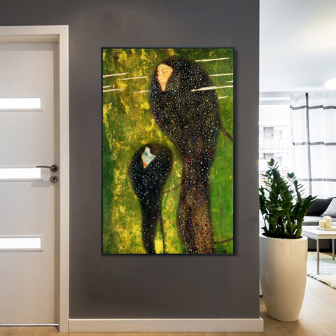INVIN ART Framed Canvas Giclee Print Art Water Nymphs by Gustav Klimt Wall Art Living Room Home Office Decorations