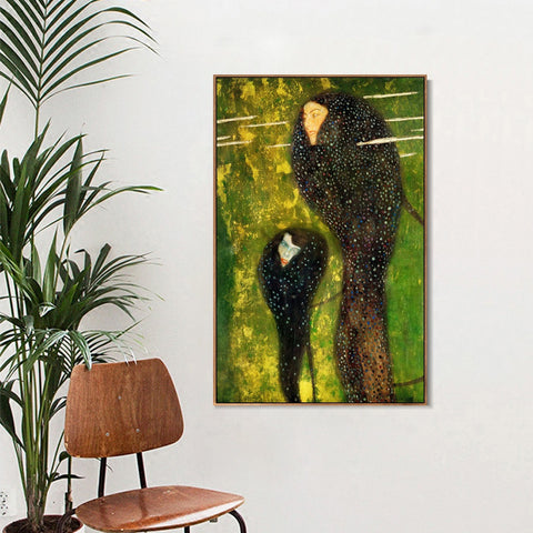 INVIN ART Framed Canvas Giclee Print Art Water Nymphs by Gustav Klimt Wall Art Living Room Home Office Decorations