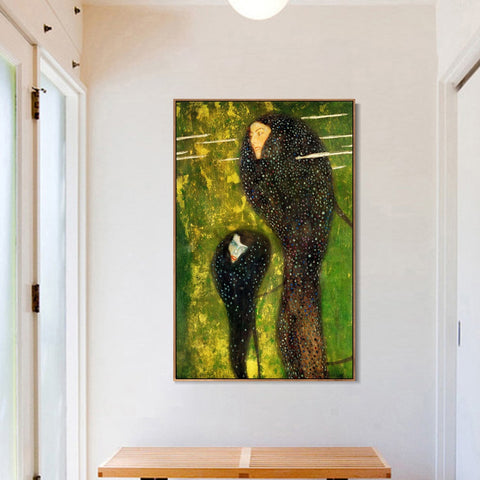 INVIN ART Framed Canvas Giclee Print Art Water Nymphs by Gustav Klimt Wall Art Living Room Home Office Decorations